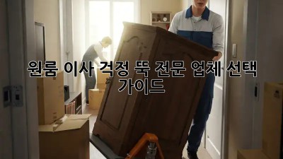 원룸 이사, 걱정 뚝! 전문 업체 선택 가이드